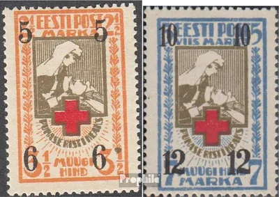 Produktbild von Briefmarken Estland 1926 Mi 60-61 (kompl.Ausg.) Jahrgang 1926 komplett mit Falz Rotes Kreuz