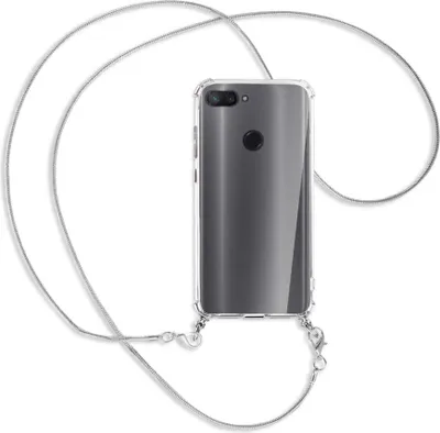 Produktbild von Handykette Backcover-Schutzhülle mit Band (Metall silberfarben) für Xiaomi Mi 8 Lite - silberfarbene Kette Snake