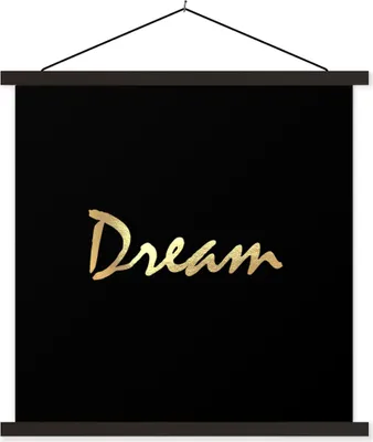 Produktbild von MuchoWow® Textilposter Zitat - Traum - Schwarz - Gold 40x40 cm mit schwarzem Rahmen - Fotos