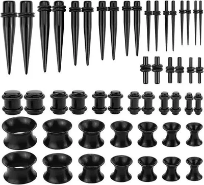 Productafbeelding van FERCAISH 52 stuks zwarte oorstretch-kit, stretchstaafjes set 1,6