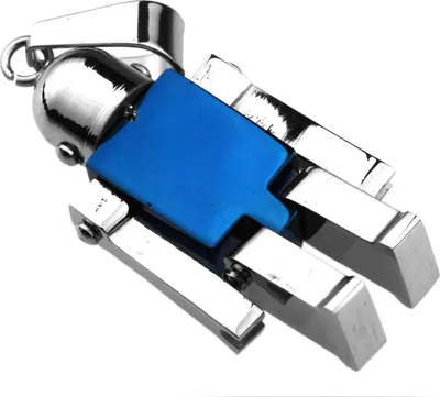 Produktbild von Edelstahl Anhänger aus 316L Roboter in Blau-Metallic/Silber