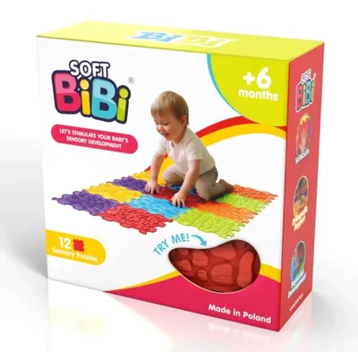 Obrázek produktu pro BiBi Sensory Mats – 12dílná sada hmatových hracích podložek pro děti od 6 měsíců, protiskluzové a voděodolné podložky pro cvičení a objevování, podporující smyslové vnímání a rozvoj motoriky