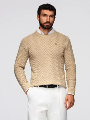 Zdjęcie produktu dla Sweter męski OMBRE OM-SWSW-0190 PIASEK rozmiar: XXL