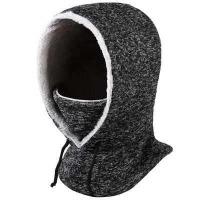 Produktbild von Sturmhaube mit Fleecefutter für Herbst und Winter, Reiten im Freien, Vollgesichtsschutz, Kopfbedeckung, winddicht, verstellbarer Kordelzug, Sport-Skimütze, Schwarz/Grau, Einheitsgröße