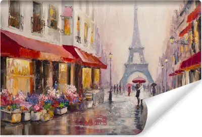 Immagine prodotto di Fotomurale in tessuto non tessuto Parigi Torre Eiffel Fiori Architettura Malarei decorazione murale L 270 cm x H 180 cm
