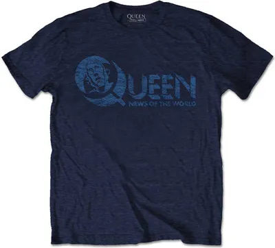 Obrázok produktu pre Queen News of the World 40th Vintage Logo (Back Print) Navy Blue XL Tričko