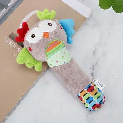 Produktbild von Niedliche Plüsch-Cartoon-Tier-Babyrassel, Handglocken, Komfortspielzeug für Kinder, BabyEule