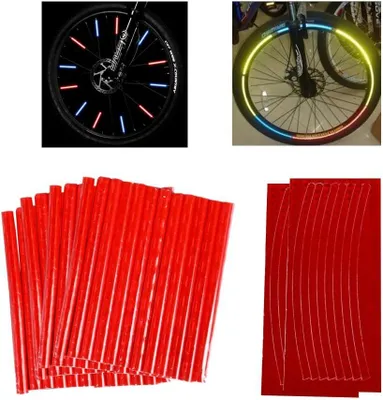 Obrázok produktu pre Sada reflexných prvkov na ráfiky bicykla, 48 kusov reflexných prvkov na špice a 2 kusy reflexných doplnkov na kolesá, vodotesné, jednoduchá montáž