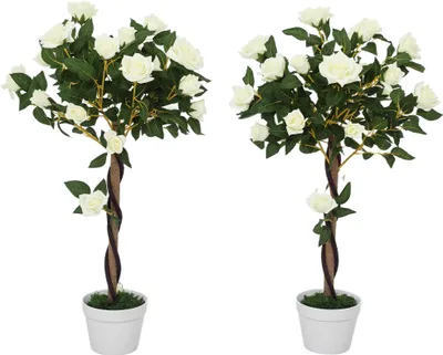Produktbild von Outsunny künstlich Rosenpflanzen groß 90cm Kunstpflanze Rosenbaum für Wohnzimmer