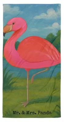 Produktbild von Mr. & Mrs. Panda Handtuch Flamingo Classic Design - Weiß - Geschenk, Einzigartig, Großes, Strandtuch, Strandlaken, Prächtig, Duschtuch, Tochter, Ich, Frotteehandtuch