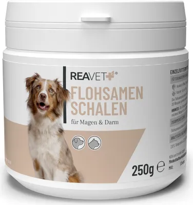 Produktbild von REAVET Flohsamenschalen für Hunde & Katzen 250g - Naturrein in , Ballaststoffreich, Glutenfrei I Flohsamen für Hund & Katze in , Ohne Zusätze
