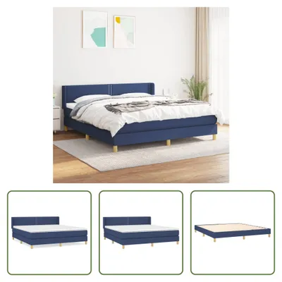 Produktbild von The Living Store Boxspringbett mit Matratze Blau 180x200 cm Stoff