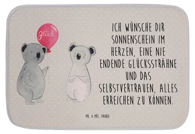 Produktbild von Mr. & Mrs. Panda duschmatte Koala Luftballon - Grau Pastell - Geschenk, Duschvorleger, Geburtstag, Badteppich, Badvorleger, Badematte, Badezimmer Matte, Party