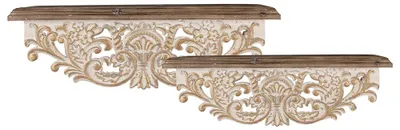 Obrázek produktu pro Nástěnná police Clayre & Eef 70x18x22 / 60x14x19 cm bílé dřevo