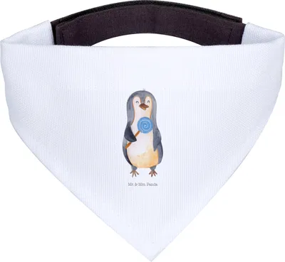 Produktbild von Mr. & Mrs. Panda Halstuch Für Hunde Pinguin Lolli - Weiß - Geschenk, Hundetuch, Hundehalstuch, Spruch, Hund, Tuch, Pinguine, Naschen, Rabauke, Heißhunger, Süßigkeiten
