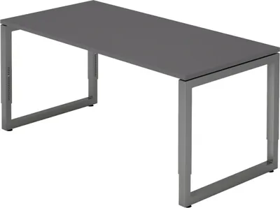 Produktbild von bümö Schreibtisch Serie-R - Größe:  160 x 80 cm, Nachbildung: Graphit, Gestell: Graphit