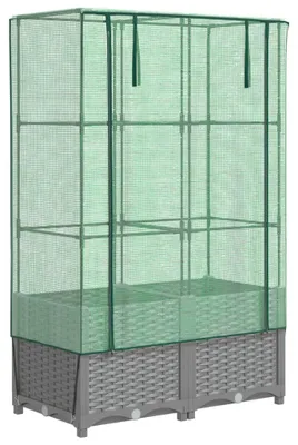 Immagine prodotto di Letto rialzato con attacco per serra in rattan 80x40x138 cm