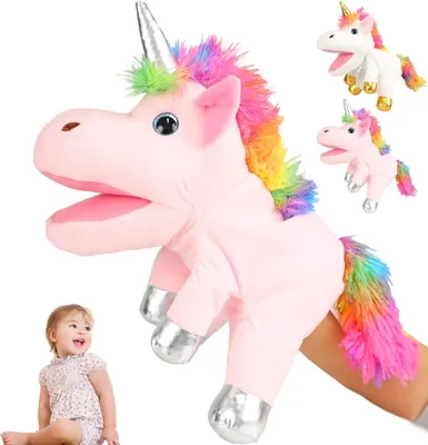 Immagine prodotto di Burattino a forma di unicorno, in peluche, 30 cm, per bambini