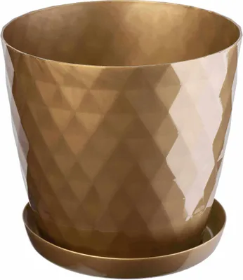 Image de KADAX Pot de fleurs en plastique "Amily", pot avec soucoupe. Pot à plantes, 20 cm, or, 1 pièce