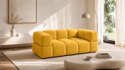 Zdjęcie produktu dla Sofa dwuosobowa, kanapa, tkanina welurowa Bluvel, Złoty, AVERRO