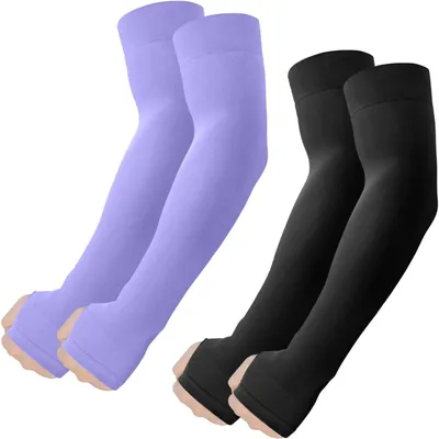 Produktbild von Armstulpen mit Daumenloch UPF 50+ für Damen/Herren Schwarz+Lila