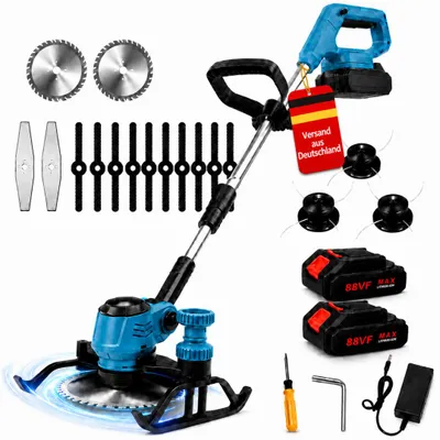 Produktbild von 4 in 1 Akku Rasentrimmer mit 4000mAh Akku 21V,Bürstenloser Motor Rasentrimmer mit Unkrautbürste, Freischneider mit Akkus & Ladegerät