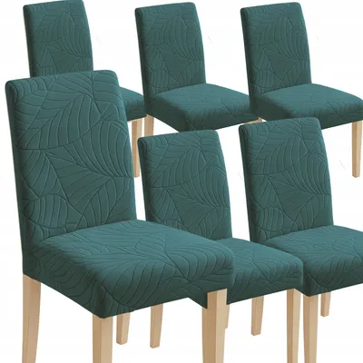 Produktbild von 6 Stück Stuhlhussen - Flaschengrün Jacquard - Universeller Stuhlbezug - Passend für Henriksdal - Waschbar