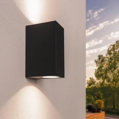 Produktbild von Ledvion LED Wandlampe Mit Sensor GU10 Up&Down Licht IP44 Schwarz Außenlampe