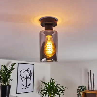 Produktbild von Bovo moderne Deckenlampe aus Metall/Glas in Schwarz/Rauchfarben