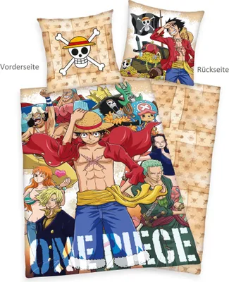 A collage of images featuring characters from the anime series One Piece, likely for bedding.