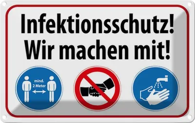 Produktbild von vianmo Blechschild 12x18 cm Infektionsschutz wir machen mit Warnschild Hinweisschild Sicherheit Vorsicht