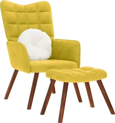 Produktbild von Relaxsessel mit Hocker Gelb Samt, Klassische Sessel DesignMöbel