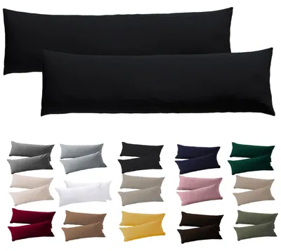 Produktbild von Kissenbezug für Seitenschläfer 40 x 145 cm - Set mit 2 schwarzen Kissenbezügen mit Reißverschluss, 100 % Mikrofaser, strapazierfähig und hypoallergen.