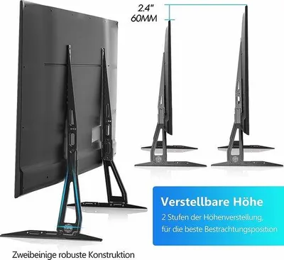 Obrázek produktu pro Uniqoos® Výškově nastavitelný stojan na televizor pro obrazovky 32–55 palců, s možností naklápění ±5° – VESA 75×75 až 800×400 mm (včetně 600×400) – ocel, maximální nosnost 50 kg, s kolečky, snadná montáž