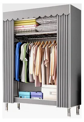 Produktbild von Tragbarer Kleiderschrank aus Segeltuch, faltbarer Stoffschrank mit Kleiderstange, für Schlafzimmer und Wohnzimmer, 84x46x173cm