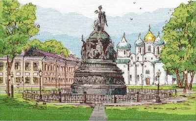 Obrázok produktu pre Súprava na vyšívanie krížikom "Miléniový pamätník Ruska", počítanie vzorov, 29x20cm