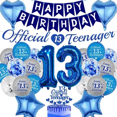 Produktbild von Ballons zur Feier des 13. Geburtstages für Jungen – Dekorationsset mit 31 Stück – Dekoration für den 13. Geburtstag
