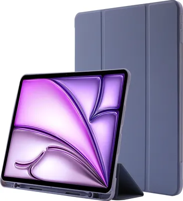 Produktbild von Mobigear Tri-Fold Gel iPad Air 13 Zoll (2025) Hülle TPU,Kunstleder Klapphülle + Stifthalter - Lila