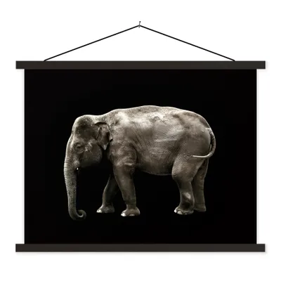 Produktbild von MuchoWow® Textilposter Elefant - Wilde Tiere - Schwarz 150x113 cm mit schwarzem Rahmen - Wohnzimmer