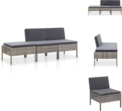 Produktbild von vidaXL 3-tlg. Garten-Lounge-Set mit Auflagen Poly Rattan Grau -  Gartenmöbel-Sets