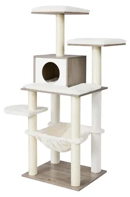 Produktbild von Kratzbaum für Katzen, greige, stabil, 55 x 45 x 138 cm