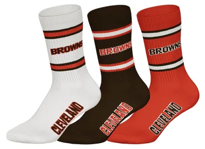 Produktbild von NFL Cleveland Browns 3pk Huddle Crew Socks 43/46 Brn/Wht/Org Fanzone Artikel