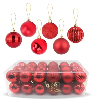 Weihnachtskugeln 36er Set, glänzend, rot, 4 cm, unzerbrechlich