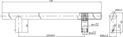 Immagine prodotto di Maniglia per porta MARCHESI 4801 - diritta, 730 mm, LA 520 mm, acciaio inox satinato
