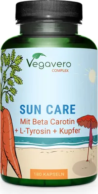 Produktbild von Vegavero Sun Care Complex | 180 Kapseln | mit Beta-Carotin, Tomaten- und Karottenextrakt | vegan