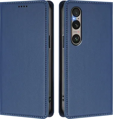 Immagine prodotto di Custodia in pelle per Sony Xperia 1 VI, custodia flip magnetica in Finto cuoio con supporto Blu scuro