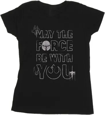 Produktbild von Star Wars - "The Mandalorian May The Force" T-Shirt für Damen BI43487 (S) (Schwarz)