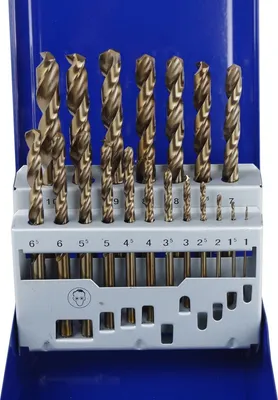 Produktbild von Spiralbohrer Satz 19tlg. HSS-E-CO 1-10mm geschliffen 135° Metallbohrer Bohrer