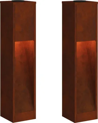 Image de vidaXL Lampe d'allée solaire LED 2 pcs Bronze Acier résistant aux intempéries