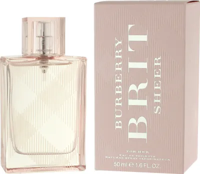 A bottle of Burberry Brit Sheer EDT and its packaging are displayed side-by-side against a white background.